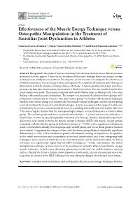 Effectiveness of the Muscle Energy Technique Versus Osteopathic
