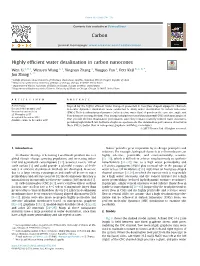 Highly Efficient Water Desalination in Carbon Nanocones