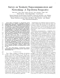 Survey on Terahertz Nanocommunication and Networking