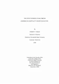 The Effectiven'ess of Multimedia Learning In