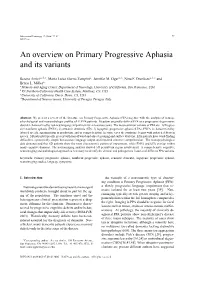 An Overview on Primary Progressive Aphasia and Its Variants
