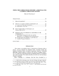 Fixing the Sample Music Industry: a Proposal for a Sample Compulsory License
