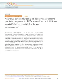 Neuronal Differentiation and Cell-Cycle Programs Mediate Response to BET-Bromodomain Inhibition in MYC-Driven Medulloblastoma