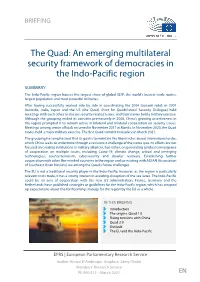 The Quad: an Emerging Multilateral Security Framework of Democracies in the Indo-Pacific Region