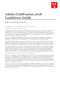 Adobe Coldfusion 2018 Lockdown Guide