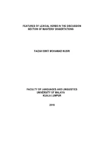 Features of Lexical Verbs in the Discussion Section of Masters' Dissertations