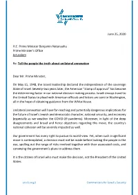 June 25, 2020 H.E. Prime Minister Benjamin Netanyahu Prime
