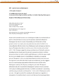 Special Issue on Shakespeare