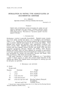 SPORULATION in MATING TYPE HOMOZYGOTES of Diploids Enter