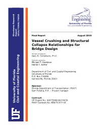 Vessel Crushing and Structural Collapse Relationships for Bridge Design