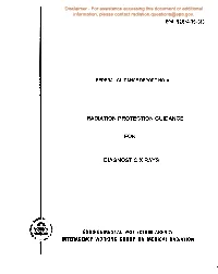 Radiation Protection Guidance for Diagnostic X Rays