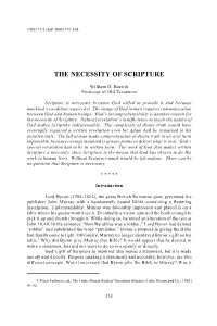 The Necessity of Scripture
