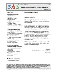 The Society for Animation Studies Newsletter