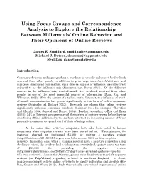 Using Focus Groups and Correspondence Analysis to Explore the Relationship Between Millennials’ Online Behavior and Their Opinions of Online Reviews