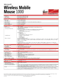Version Information Product Name Microsoft® Wireless Mobile Mouse
