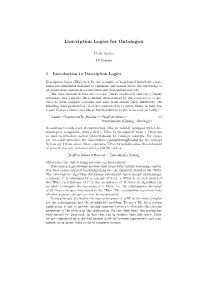 Description Logics for Ontologies