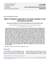 Effect of Sulphur Application and Water Salinity on Soil and Plant Properties