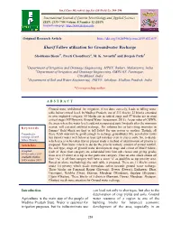 Kharif Fallow Utilization for Groundwater Recharge