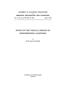 Notes on the Chilula Indians of Northwestern California