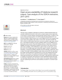 Open Access Availability of Catalonia Research Output: Case Analysis of the CERCA Institution, 2011-2015