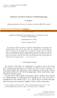 Syntactic and Rees Indices of Subsemigroups