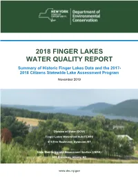 2018 FINGER LAKES WATER QUALITY REPORT Summary of Historic Finger Lakes Data and the 2017- 2018 Citizens Statewide Lake Assessment Program