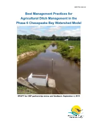 Best Management Practices for Agricultural Ditch Management in the Phase 6 Chesapeake Bay Watershed Model