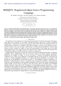 BOSQUE: Regularized Open Source Programming Language Mr