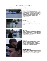 Camera Angles and Definitions