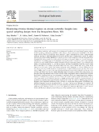 Monitoring Riverine Thermal Regimes on Stream Networks Insights Into