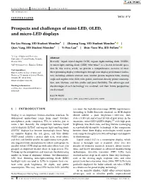 Prospects and Challenges of Mini‐LED, OLED, and Micro‐LED Displays