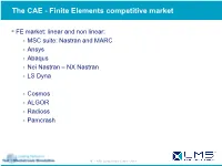 The CAE - Finite Elements Competitive Market