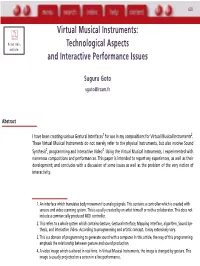 Virtual Musical Instruments: Print This Technological Aspects Article and Interactive Performance Issues