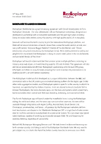 13Th May 2019 for Release 12:00 (CEST) RADIOPLAYER to LAUNCH in DENMARK Radioplayer Worldwide Has Signed a Licensing Agreement