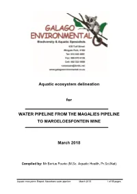Aquatic Ecosystem Delineation for WATER PIPELINE from THE