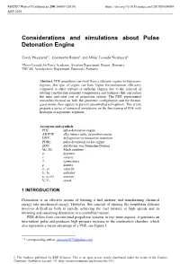 Considerations and Simulations About Pulse Detonation Engine