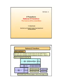 Rational Z-Transform the Inverse of the Z-Transform