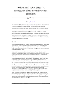 A Discussion of the Poem by Mihai Eminescu
