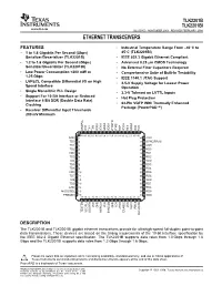 Ethernet Transceivers Datasheet (Rev. C)