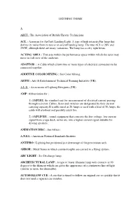LIGTHING TERMS a ABTT : the Association of British Theatre