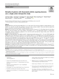 Mortality of Patients with Rheumatoid Arthritis Requiring Intensive Care: a Single-Center Retrospective Study