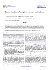 Neutron Star Planets: Atmospheric Processes and Irradiation A