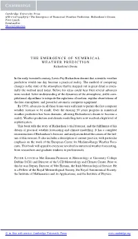 The Emergence of Numerical Weather Prediction: Richardson’S Dream Peter Lynch Frontmatter More Information