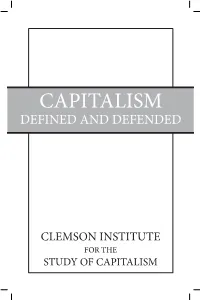Capitalism Defined and Defended