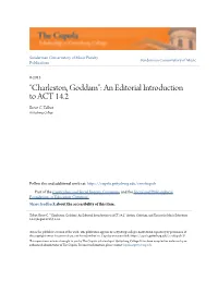 “Charleston, Goddam”: an Editorial Introduction to ACT 14.2 Brent C