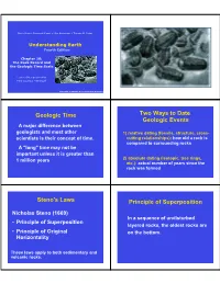 Geologic Time Two Ways to Date Geologic Events Steno's Laws