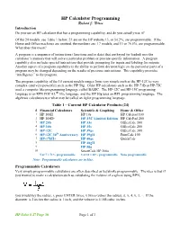 HP Calculator Programming Richard J