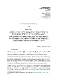 Introductory Remarks on a Draft PROTOCOL ANNEXED TO