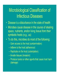 Microbiological Classification of Infectious Diseases