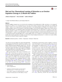 Observational Learning of Distraction As an Emotion Regulation Strategy in 22-Month-Old Toddlers